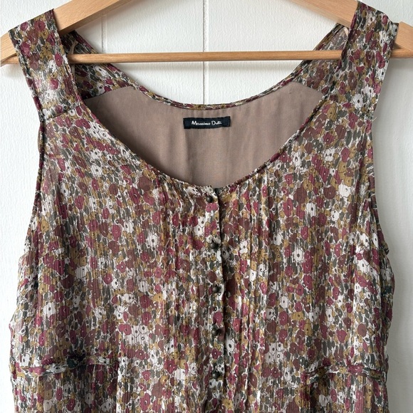 Massimo Dutti Silk Multicolor Floral Midi Dress | Size 10 - Picture 4 of 7